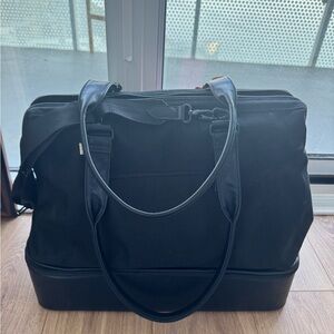 BEIS Black Travel Weekender Bag with Structured Base
